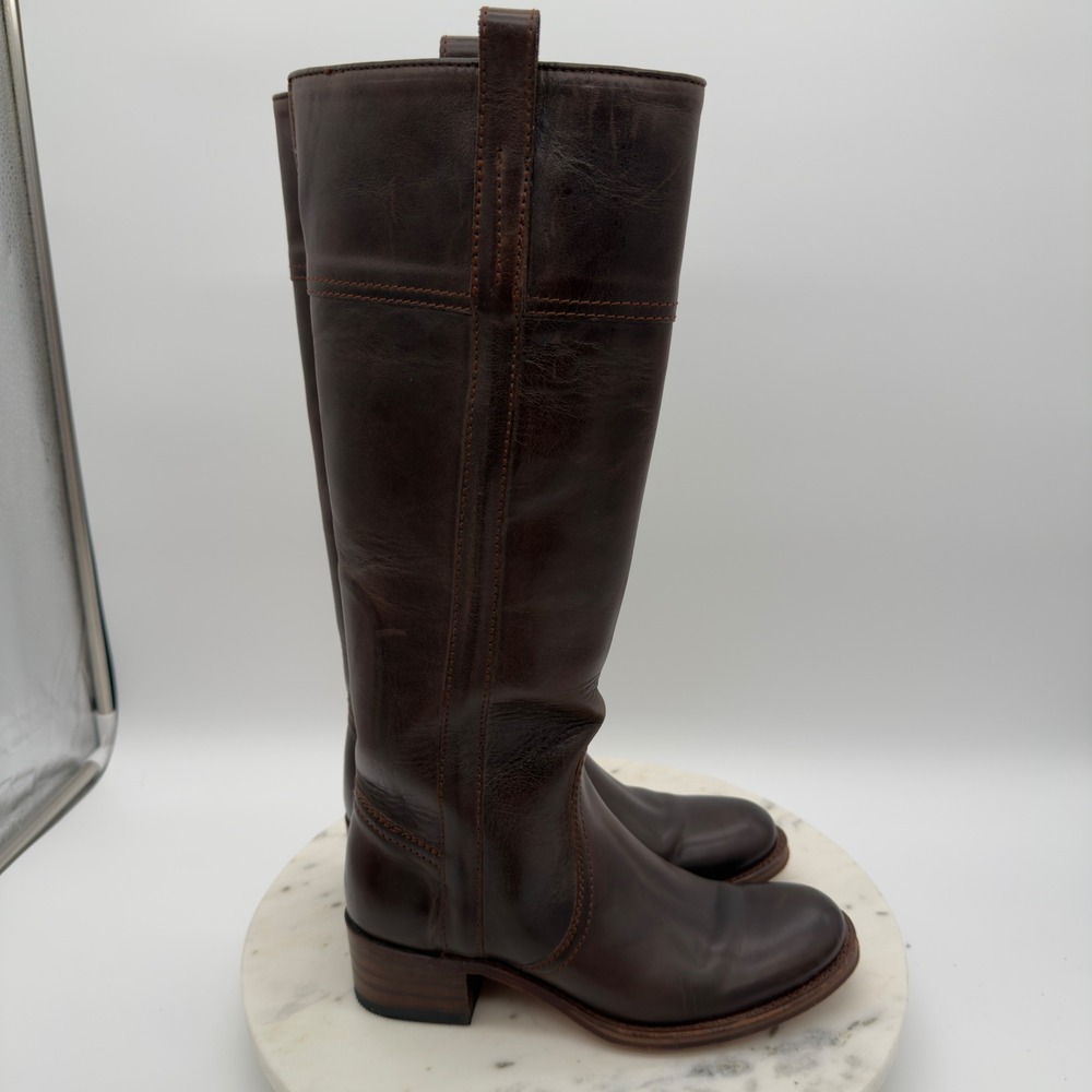 Sendra Tall Riding Boots Womens 6.5 Brown Leather Knee High Block Heel‎ 7457 - Picture 8 of 12
